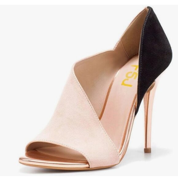 FSJ Pink Sexy Peep Toe Cutout Pumps Sandals D'Orsay Stiletto Heels Party Evening - Picture 1 of 8